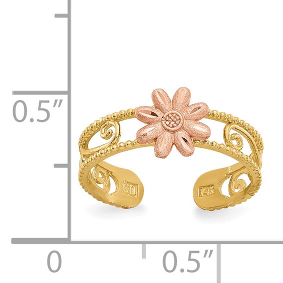 14k Two-tone Flower Toe Ring