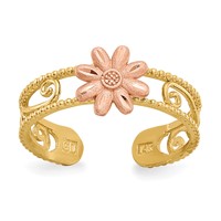 14K Two-tone Flower Toe Ring view 1
