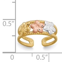 14K Two-tone and White Rhodium Plumeria Toe Ring view 5
