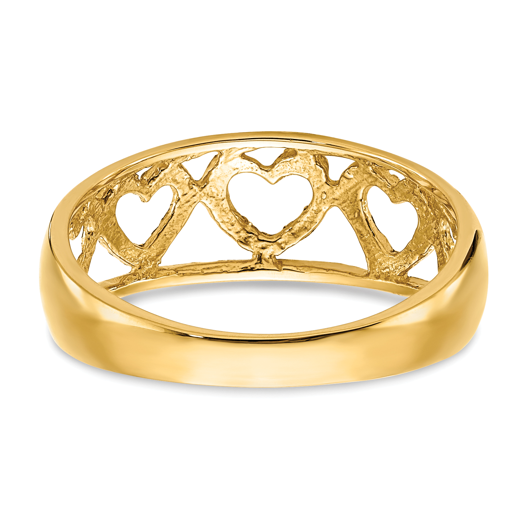 14k Diamond-cut 5 Heart Ring D3095 - Picture 6 of 7