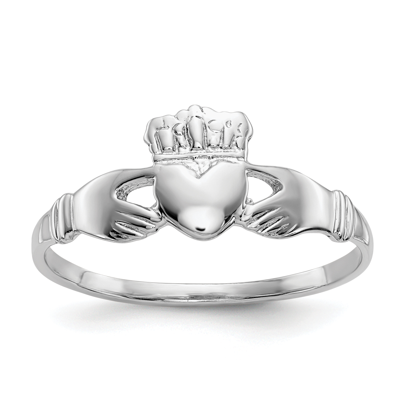 14k White Gold Ladies Claddagh Ring (D3106)