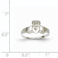 14K White Gold Ladies Claddagh Ring view 3