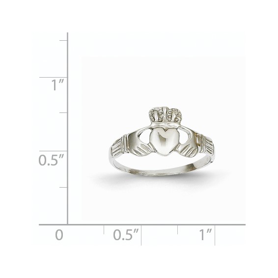 14k White Gold Ladies Claddagh Ring