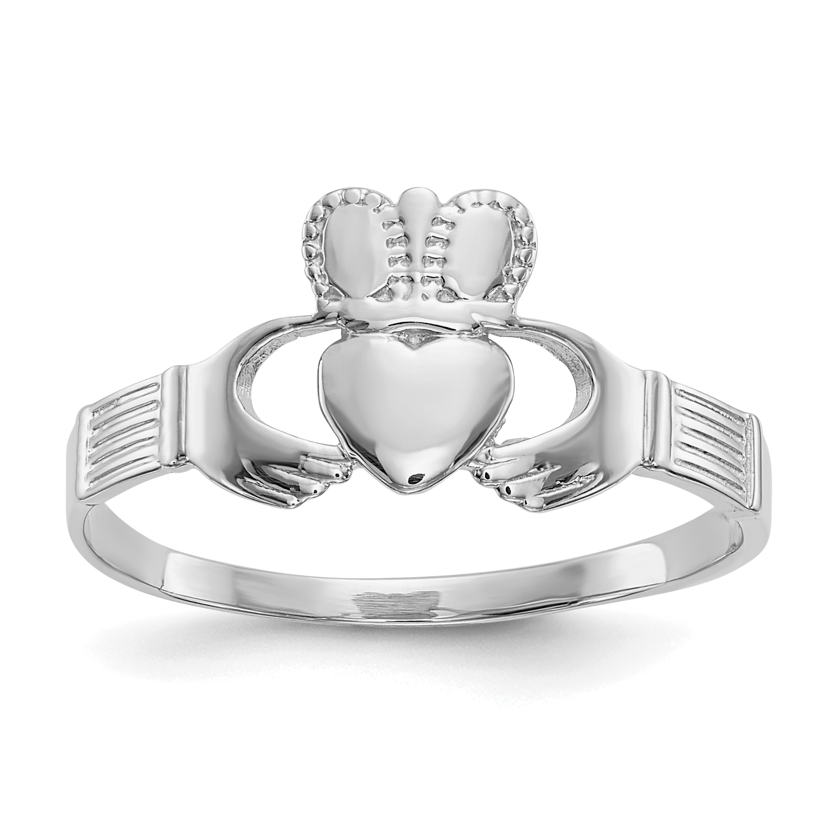 14k White Gold Ladies Claddagh Ring (D3109)
