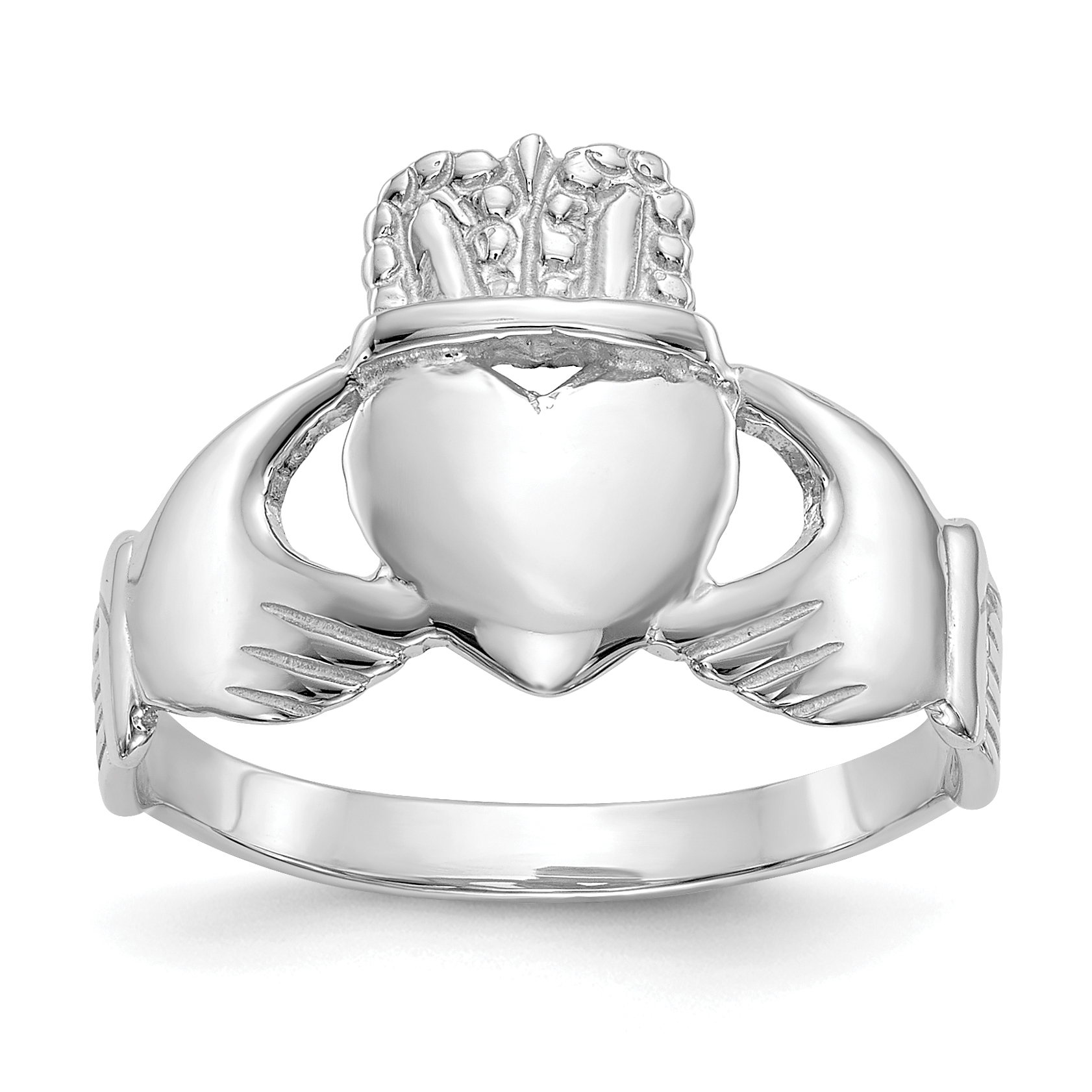 14k White Gold Ladies Claddagh Ring (D3111)