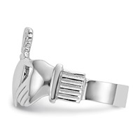 14K White Gold Mens Polished Claddagh Ring view 4