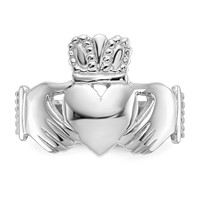 14K White Gold Mens Polished Claddagh Ring view 5