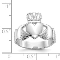14K White Gold Mens Polished Claddagh Ring view 3