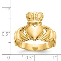 14K Mens Polished Claddagh Ring view 3