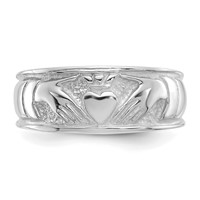 14K White Gold Ladies Polished Claddagh Band view 5
