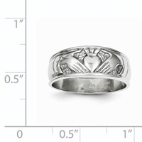 14K White Gold Ladies Polished Claddagh Band view 3