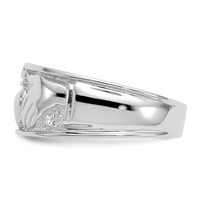 14K White Gold Mens Polished Claddagh Band view 4