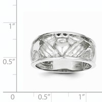 14K White Gold Mens Polished Claddagh Band view 3