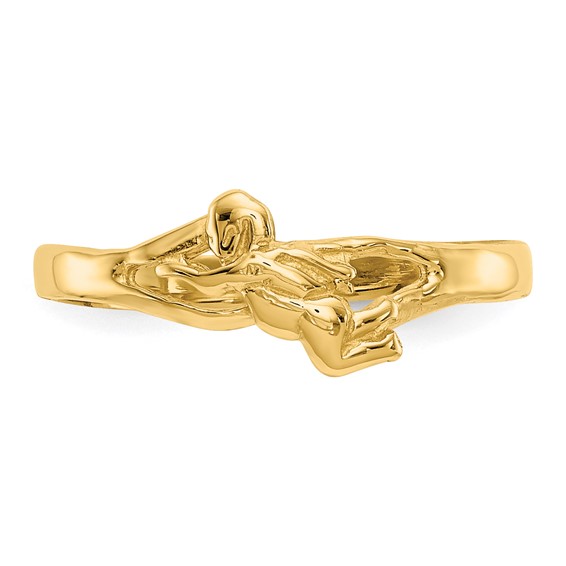 Gold Polished Children's Cross Rings