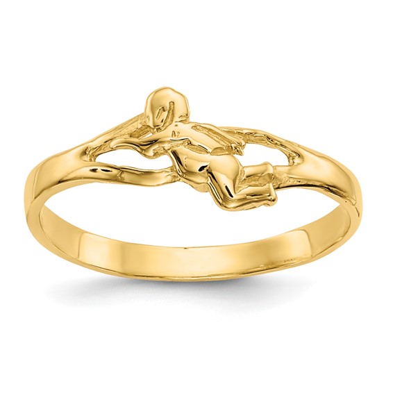Gold Polished Children's Cross Rings