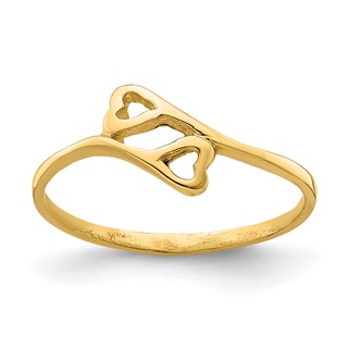 14k Double Heart Size 3 Baby / Childs Bypass Ring