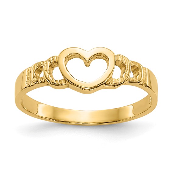 Gold Polished Children's Heart Rings