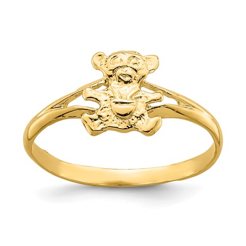 14K Yellow Gold Teddy Bear Ring, Size 2