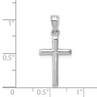 14K White Gold Hollow Cross Pendant view 3