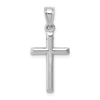 14K White Gold Hollow Cross Pendant view 1