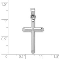 14K White Gold Hollow Cross Pendant view 3