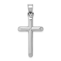 14K White Gold Hollow Cross Pendant view 1