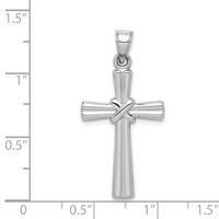 14K White Gold Hollow -x- Center Cross Pendant view 3