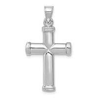 14K White Gold Polished Cross Pendant view 1