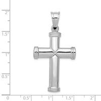 14K White Gold Hollow Cross Pendant view 3