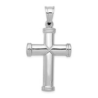14K White Gold Hollow Cross Pendant view 1