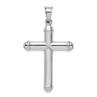14K White Gold Hollow Cross Pendant view 4