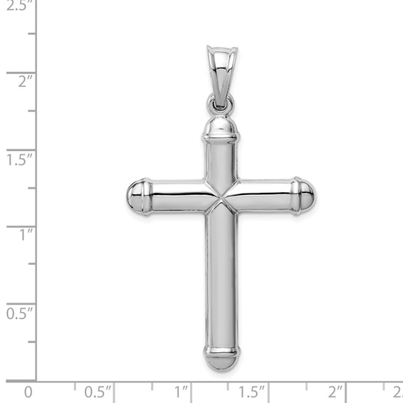 14k White Gold Hollow Cross Pendant