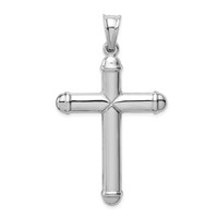 14K White Gold Hollow Cross Pendant view 1
