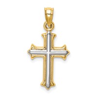 14K and White Rhodium Reversible Hollow Cross Pendant view 4