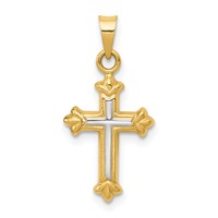 14K and White Rhodium Hollow Cross Charm view 1