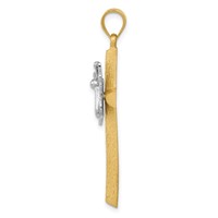 14K Two-tone Cross Pendant with Butterfly view 2