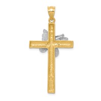 14K Two-tone Cross Pendant with Butterfly view 4
