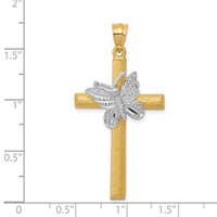 14K Two-tone Cross Pendant with Butterfly view 3