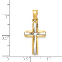 14K and White Rhodium Cross Pendant view 3