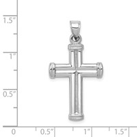 14K White Gold Hollow Cross Pendant view 3