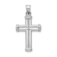 14K White Gold Hollow Cross Pendant view 1