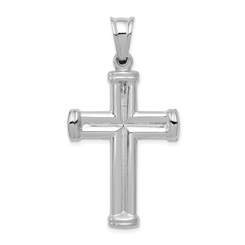 14K White Gold Hollow Cross Pendant