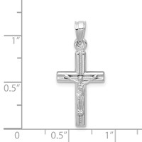 14K White Gold Hollow Crucifix Reversible to Cross Pendant view 3