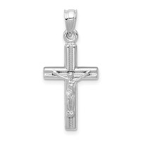 14K White Gold Hollow Crucifix Reversible to Cross Pendant view 1