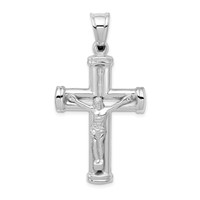 14K White Gold Hollow Crucifix Reversible to Cross Pendant view 1