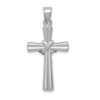 14K White Gold Hollow Crucifix Reversible to X-Center Cross Pendant view 4