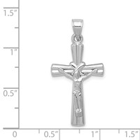 14K White Gold Hollow Crucifix Reversible to X-Center Cross Pendant view 3