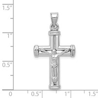 14K White Gold Hollow Crucifix Reversible to Cross Pendant view 3