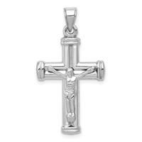 14K White Gold Hollow Crucifix Reversible to Cross Pendant view 1