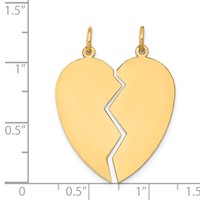 14K Yellow Gold 2-piece Engravable 24mm Heart Charm Set view 3
